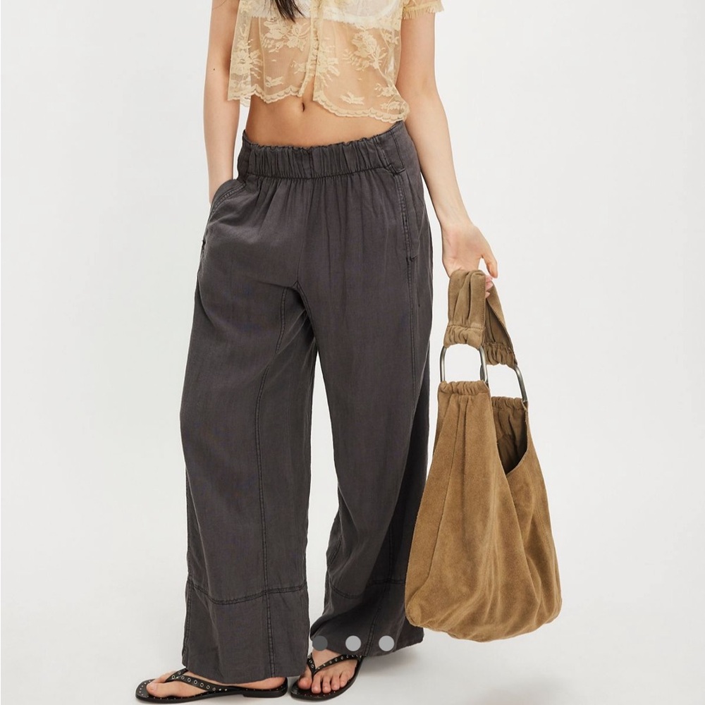 Free People Day’s End Linen Pull-On Pants Size Small Washed Black Sold Out